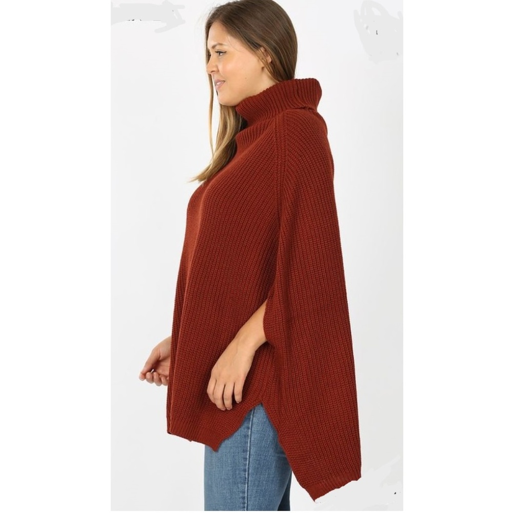 NWT PLUS SIZE Ribbed Turtleneck Poncho Sweater - Picture 2 of 3